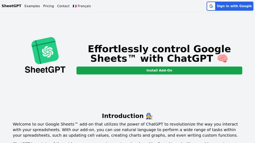 SheetGPT screenshot