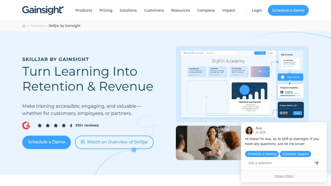 Gainsight Skilljar screenshot