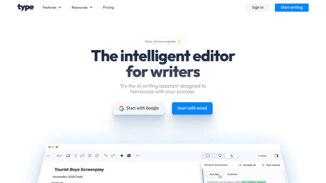 Type screenshot