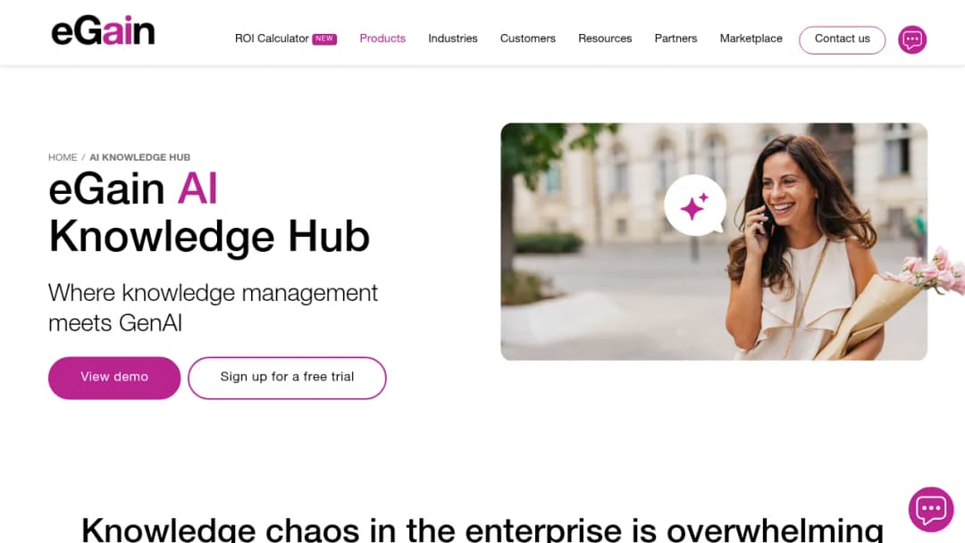 eGain AI Knowledge Hub screenshot