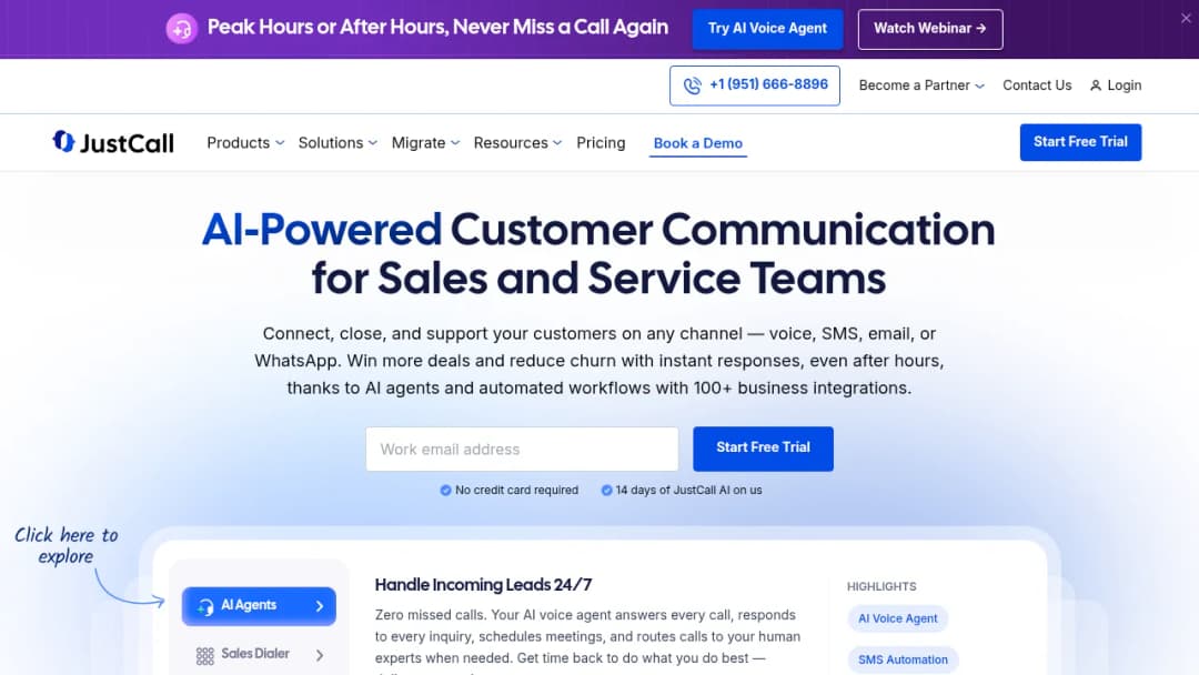 Justcall screenshot