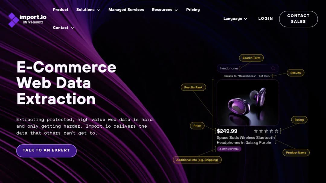 Import.io screenshot