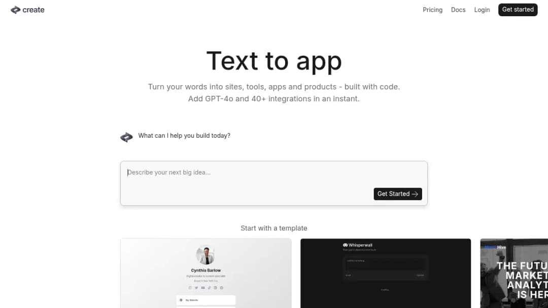 Create.xyz screenshot