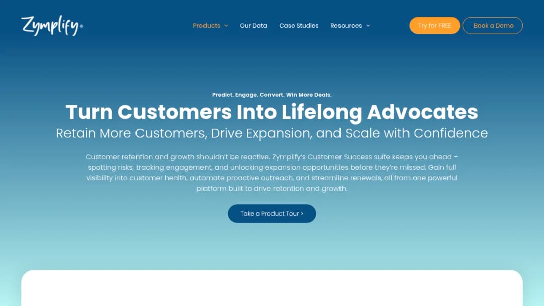 Zymplify Customer Success Hub screenshot