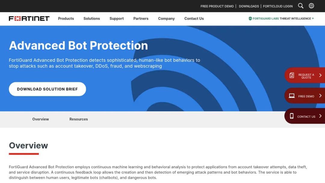Fortinet FortiGuard Advanced Bot Protection screenshot