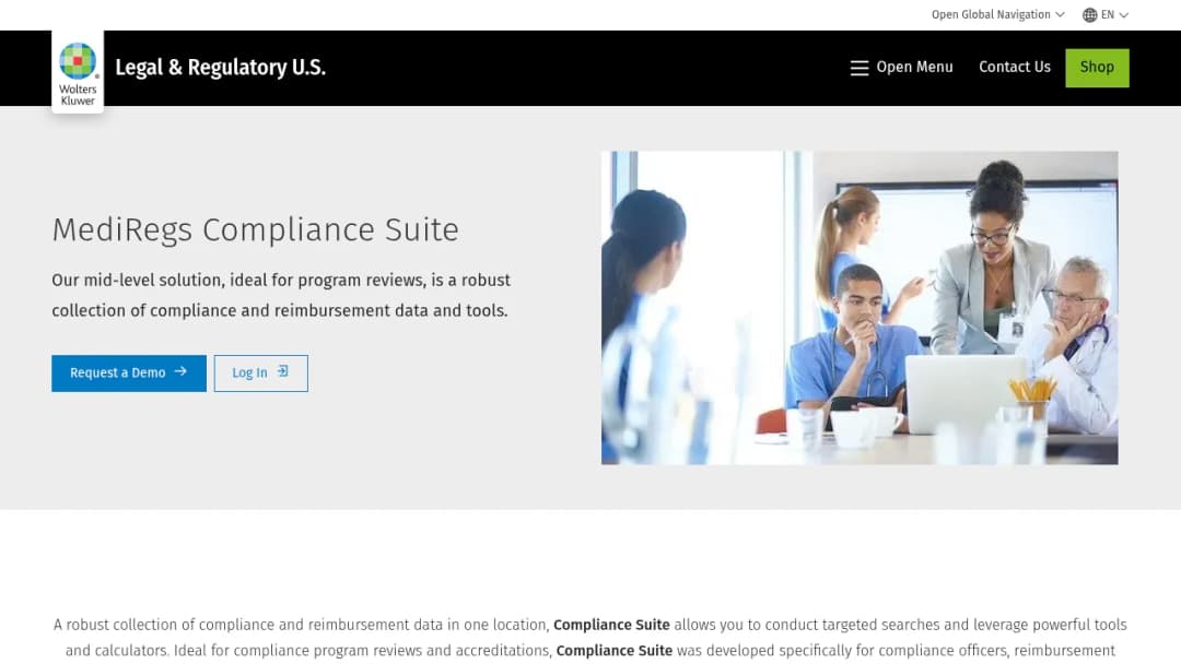 Wolters Kluwer MediRegs Compliance Suite screenshot