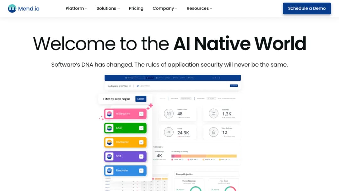 Mend.io screenshot