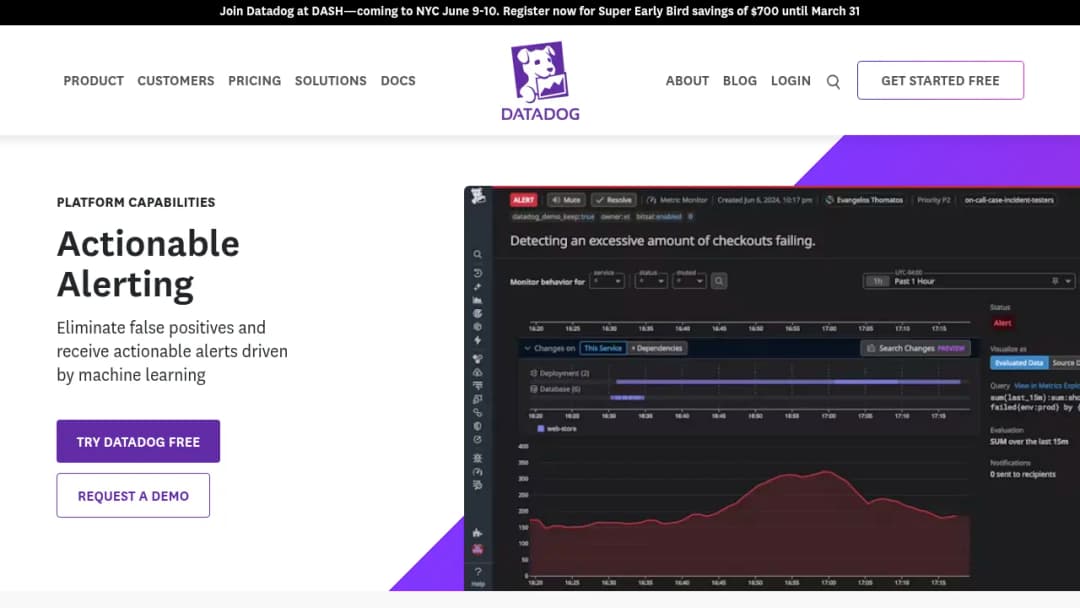Datadog Alerts screenshot