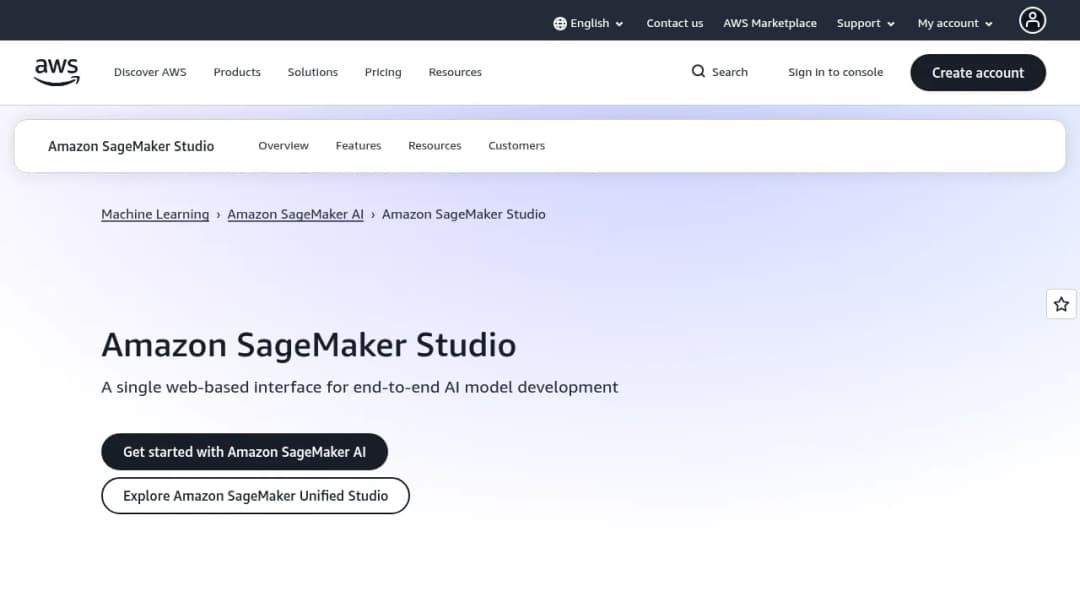 Amazon SageMaker Studio screenshot