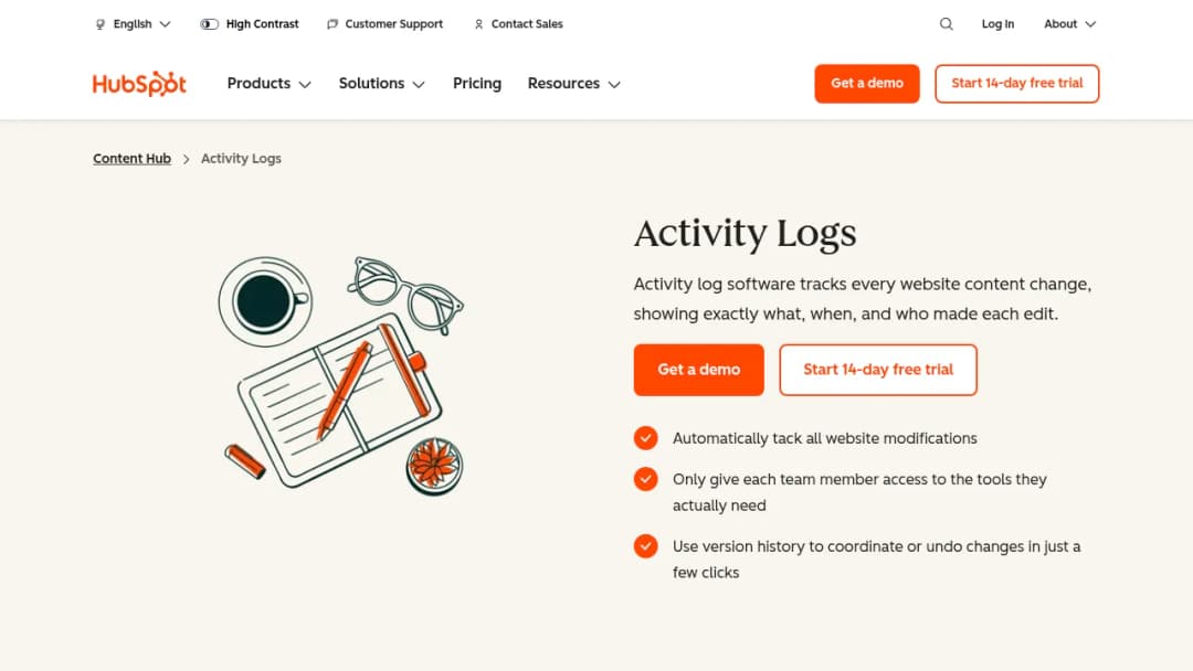 HubSpot Activity Logs screenshot