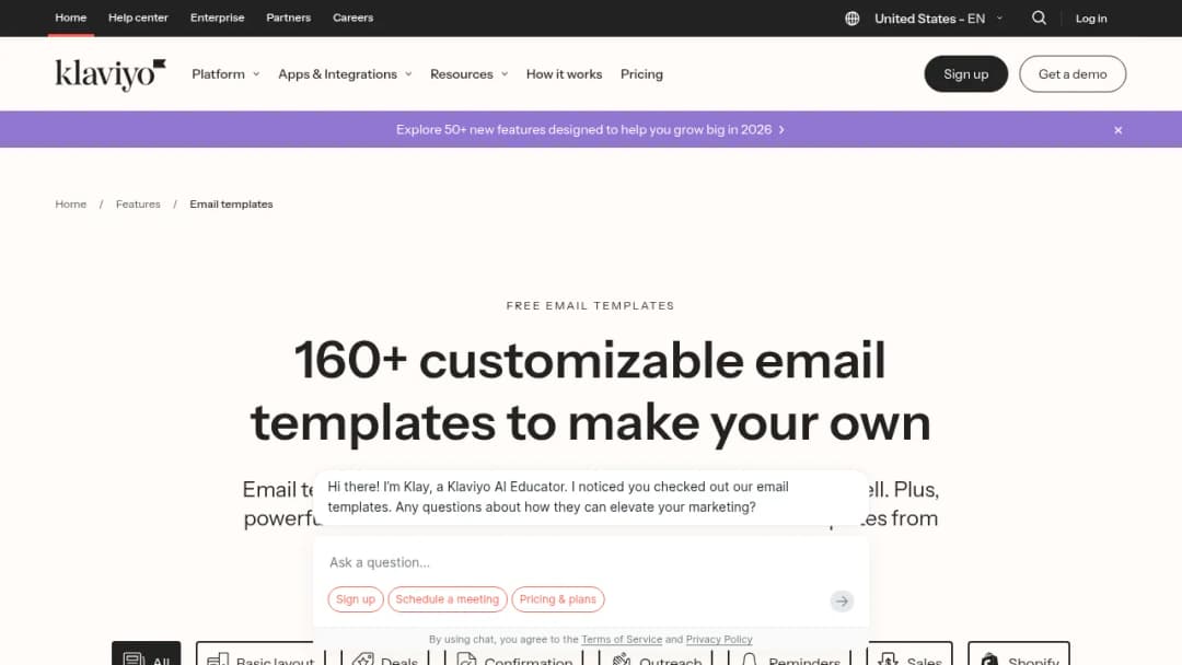 Klaviyo Templates screenshot