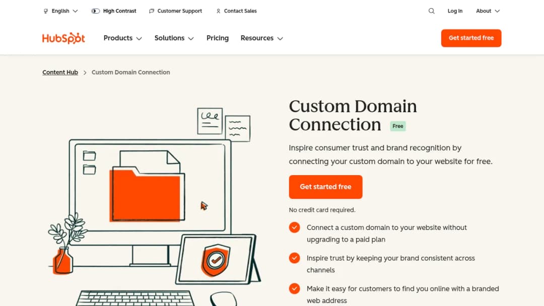 HubSpot Custom Domain Connection screenshot