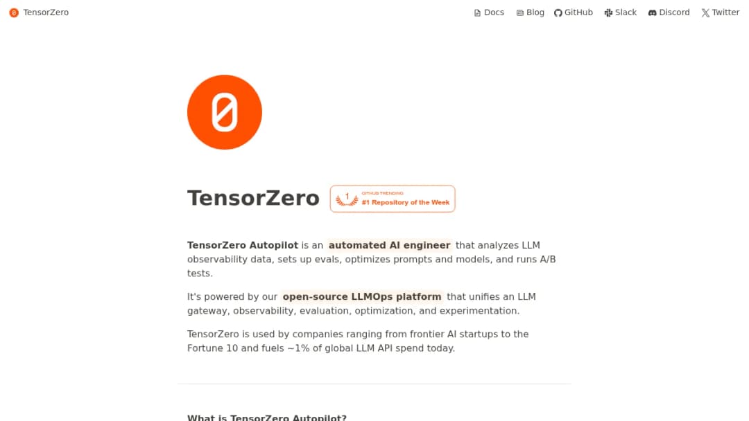TensorZero screenshot