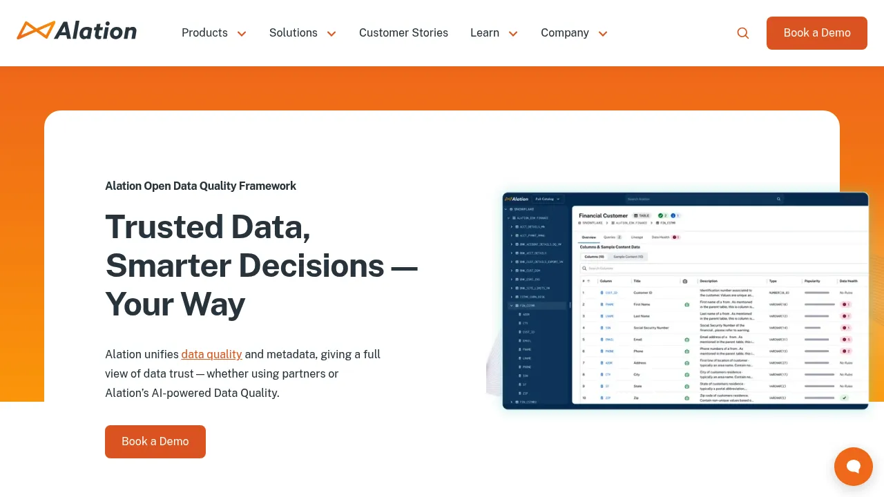 Alation Open Data Quality Framework screenshot