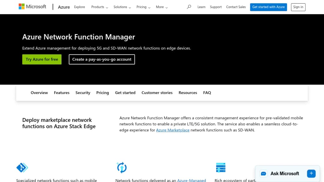 Azure Network Function Manager screenshot