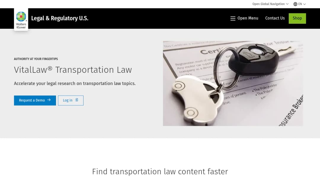 Wolters Kluwer VitalLaw® Transportation Law screenshot