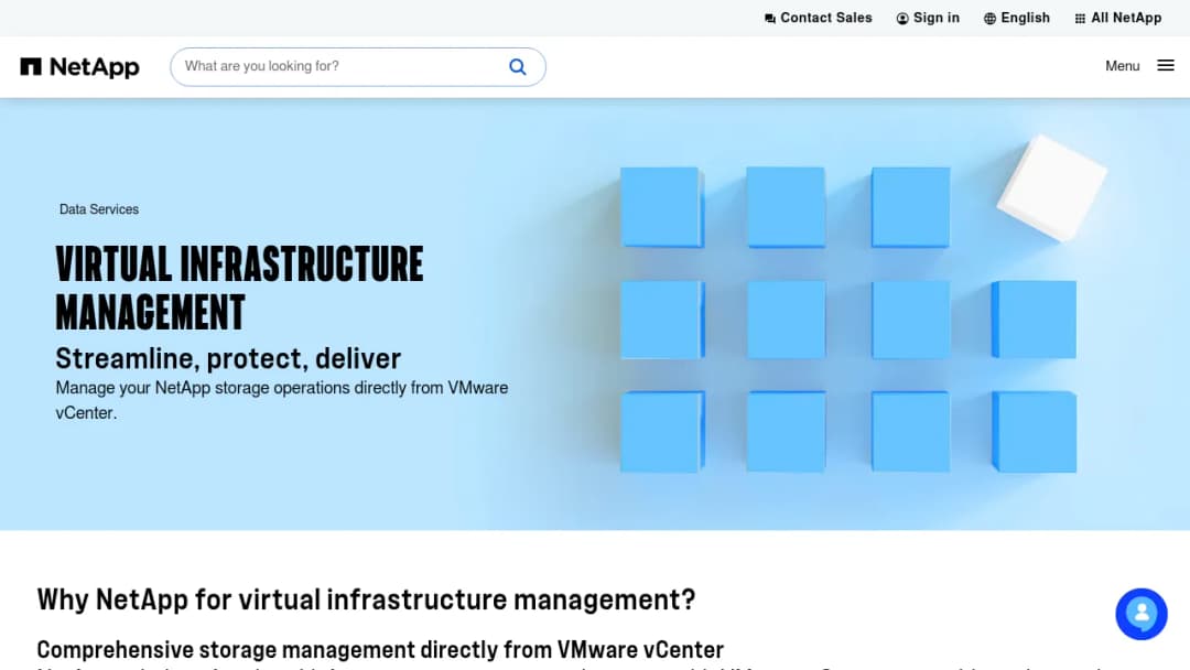 NetApp Virtual infrastructure management screenshot