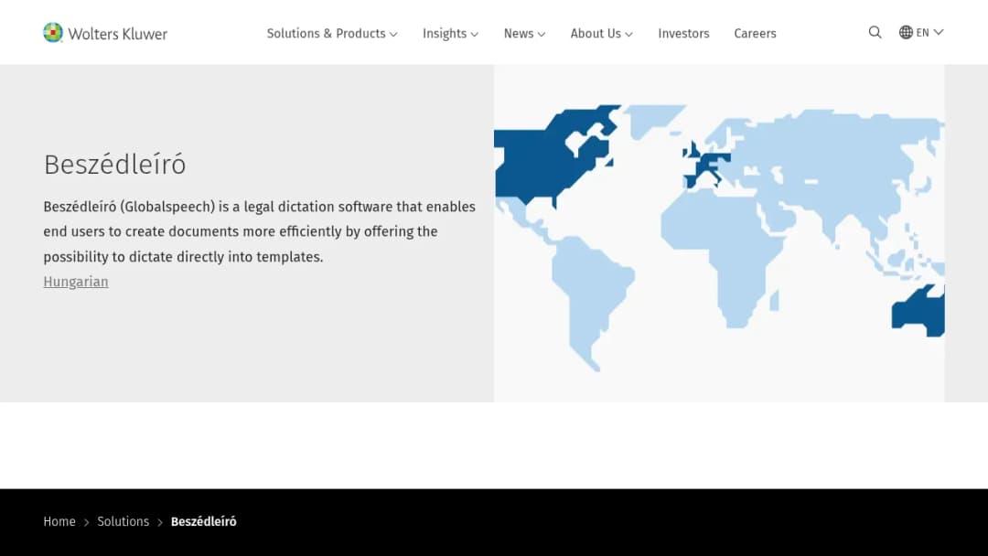 Wolters Kluwer Beszédleíró - Globalspeech screenshot
