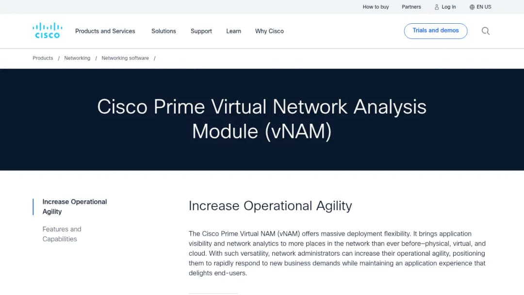 Cisco Prime Virtual Network Analysis Module screenshot