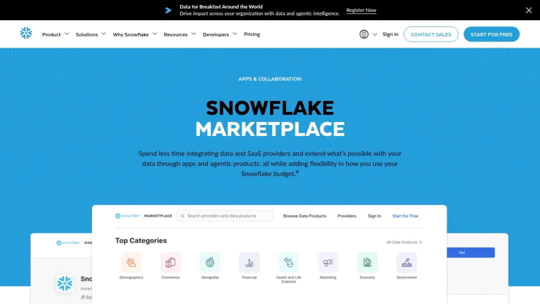 Snowflake Marketplace screenshot