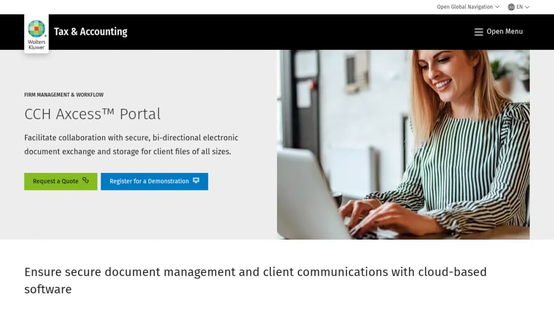Wolters Kluwer CCH Axcess™ Portal screenshot