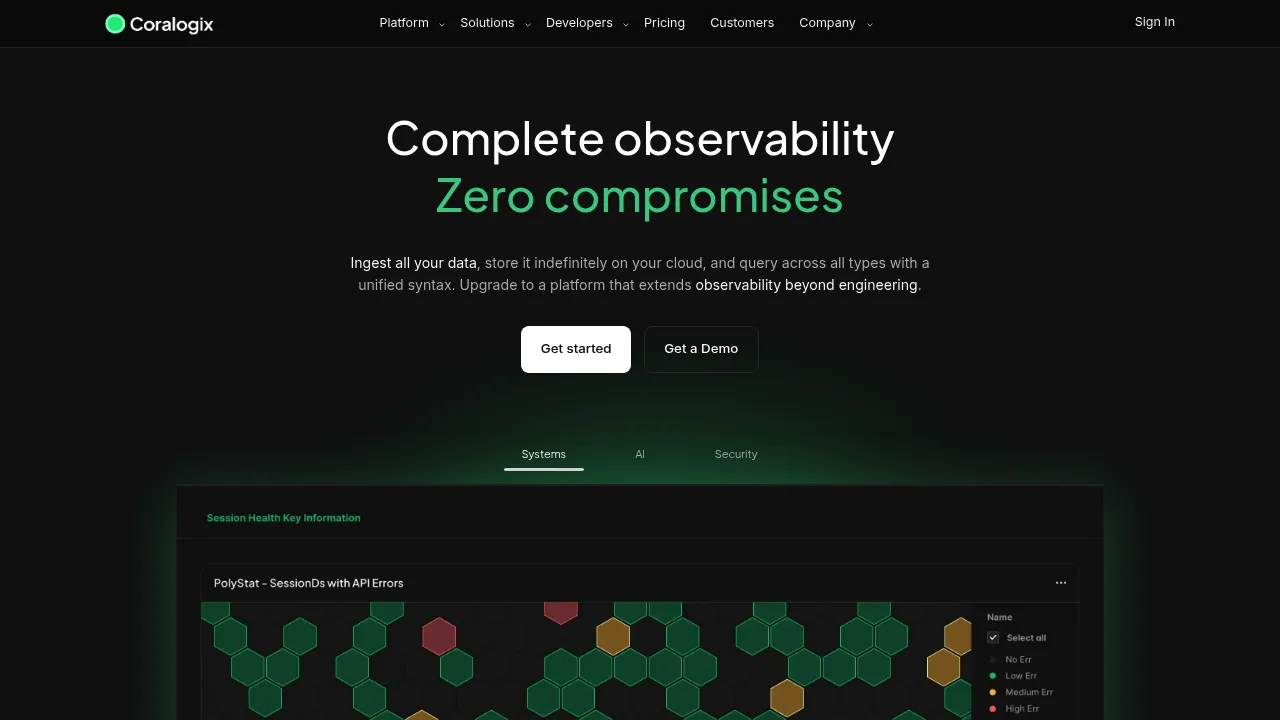 Coralogix screenshot