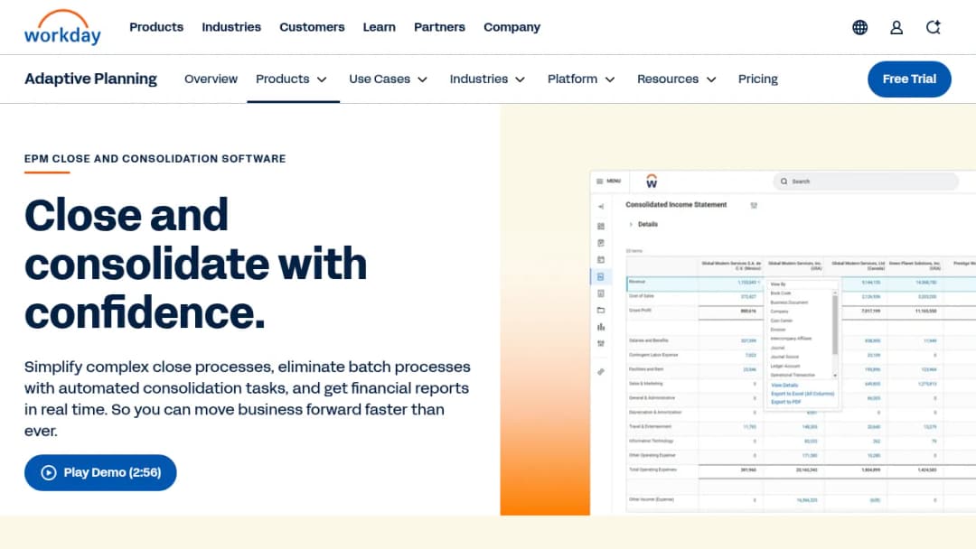 Workday Close & Consolidation screenshot