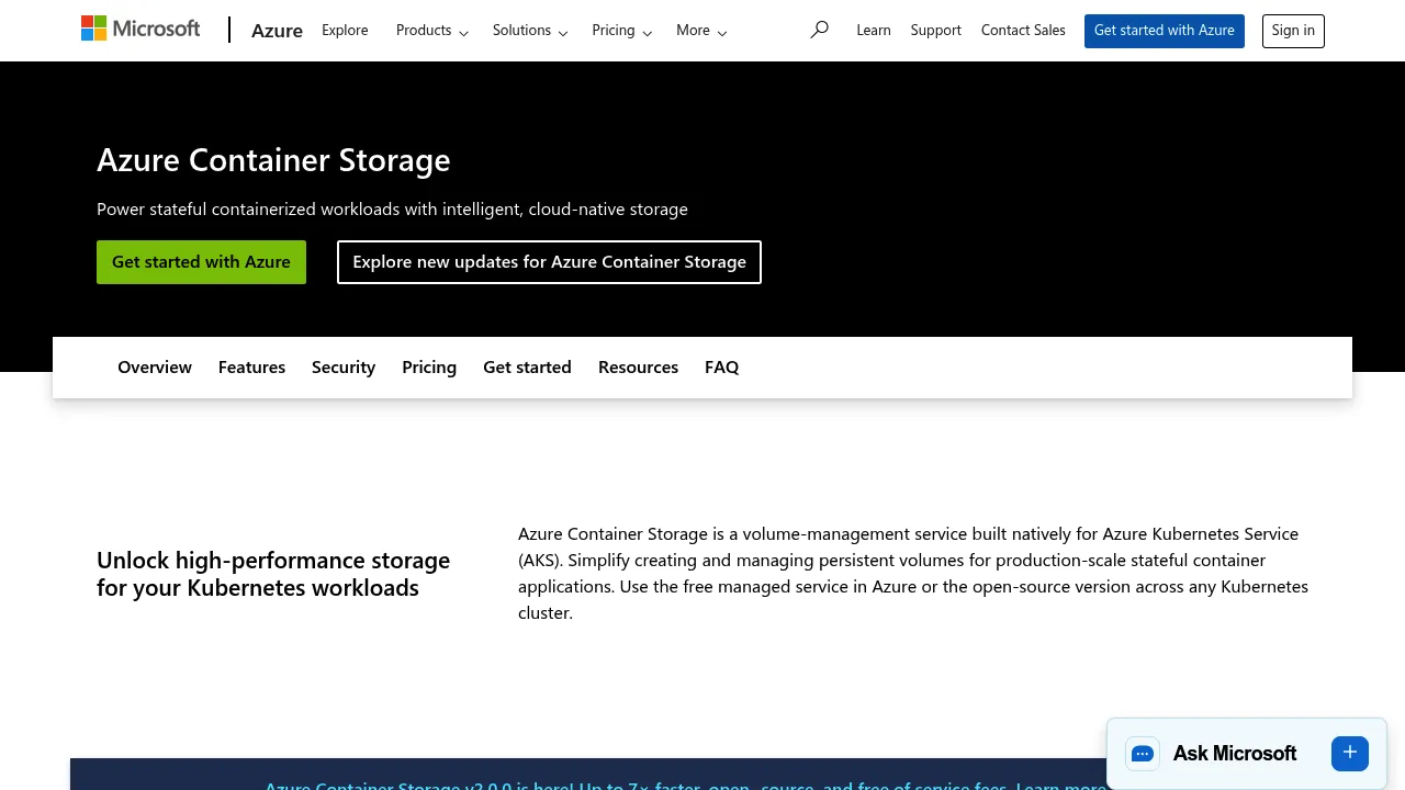 Azure Container Storage screenshot