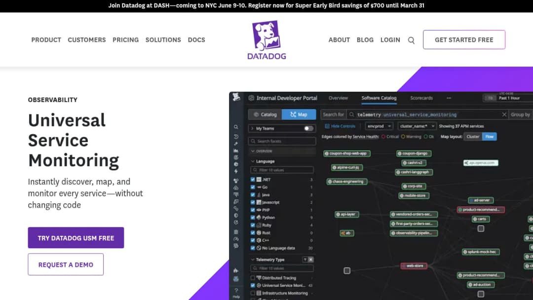 Datadog Universal Service Monitoring screenshot