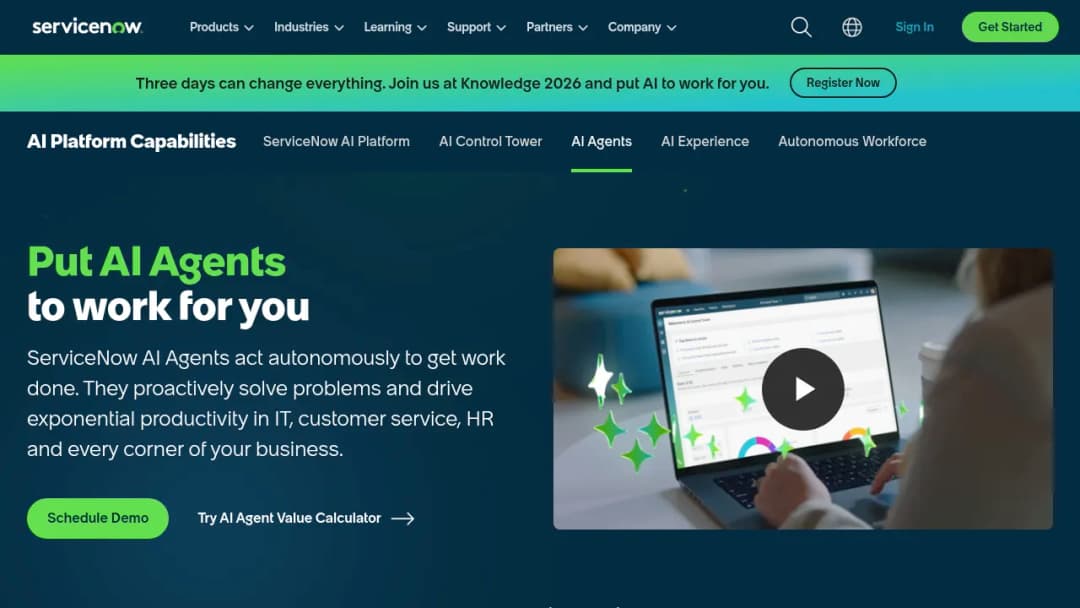 ServiceNow AI Agents screenshot