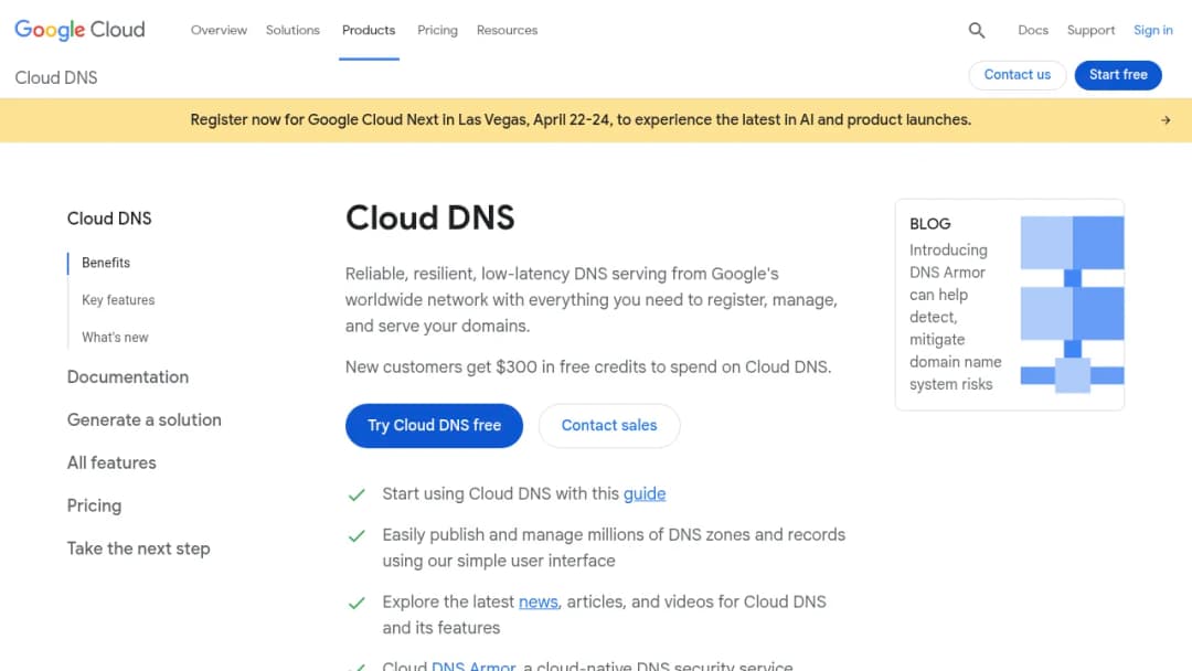 Cloud DNS screenshot