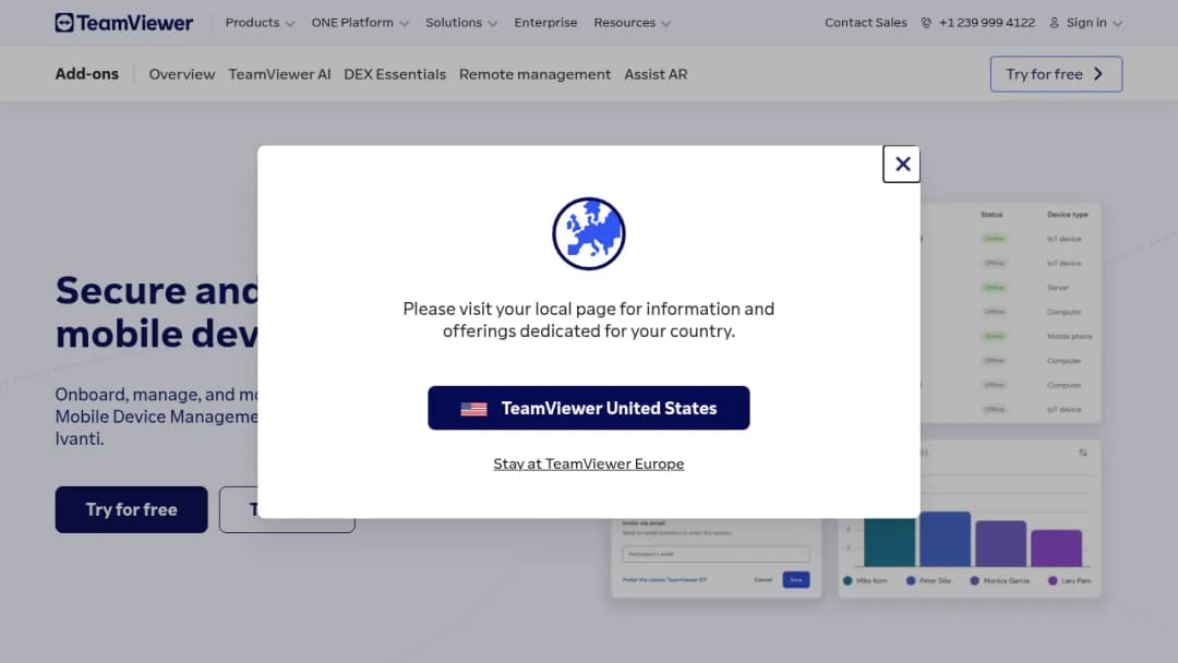 TeamViewer Mobile Device Management screenshot