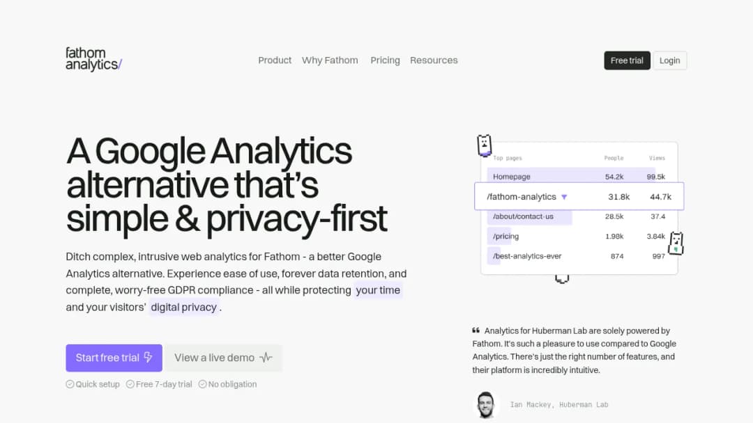 Fathom Analytics screenshot