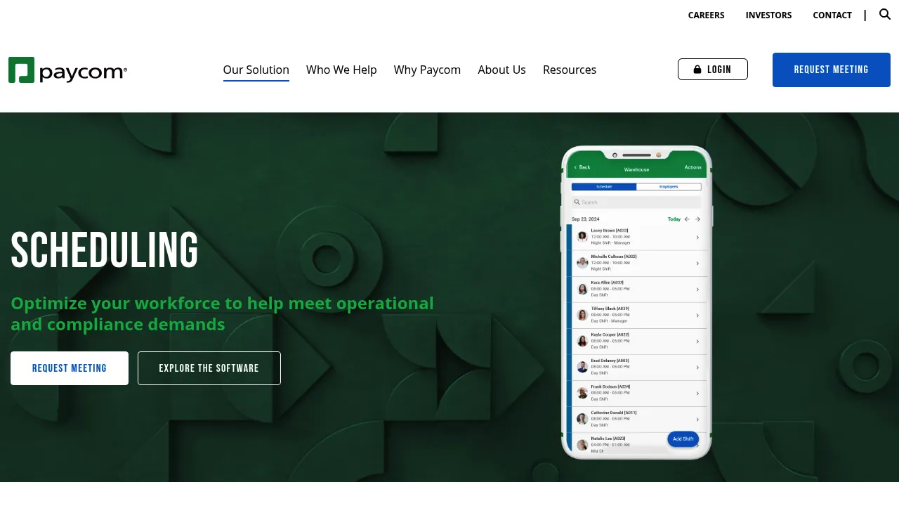Paycom Scheduling screenshot