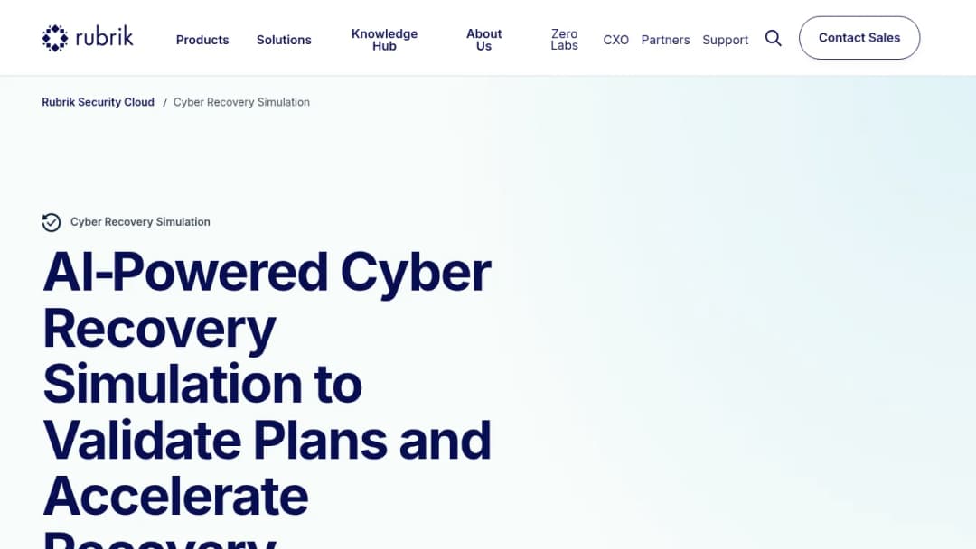 Rubrik Cyber Recovery Simulation screenshot