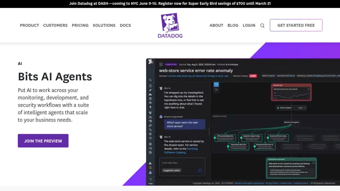 Datadog Bits AI Agents screenshot