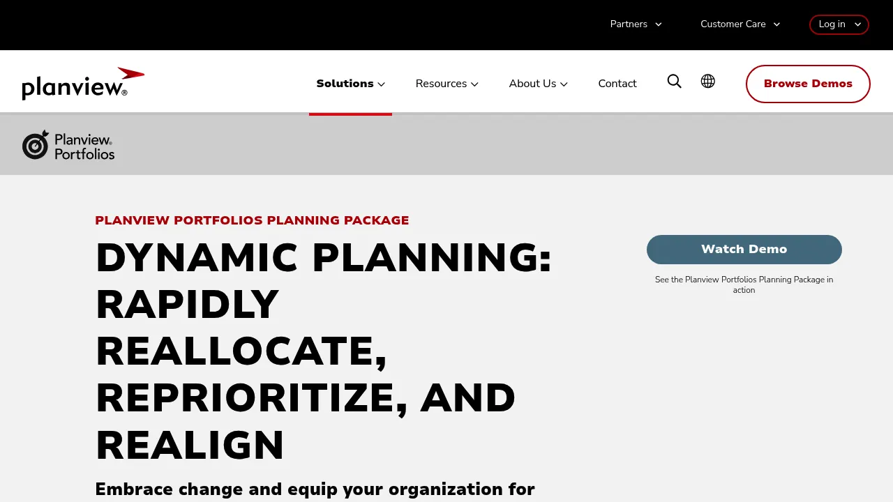 Planview Portfolios Planning Package screenshot