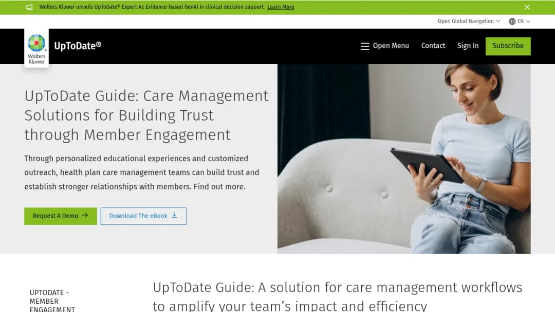 Wolters Kluwer UpToDate® Member Engagement: UpToDate® Guide screenshot