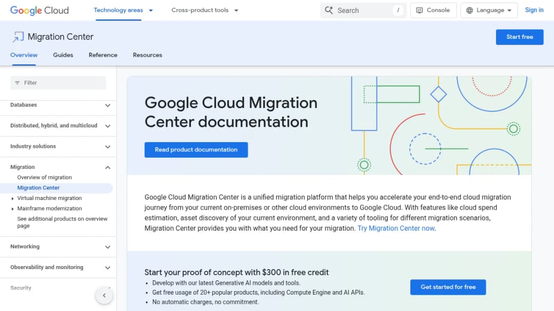 Google Migration Center screenshot