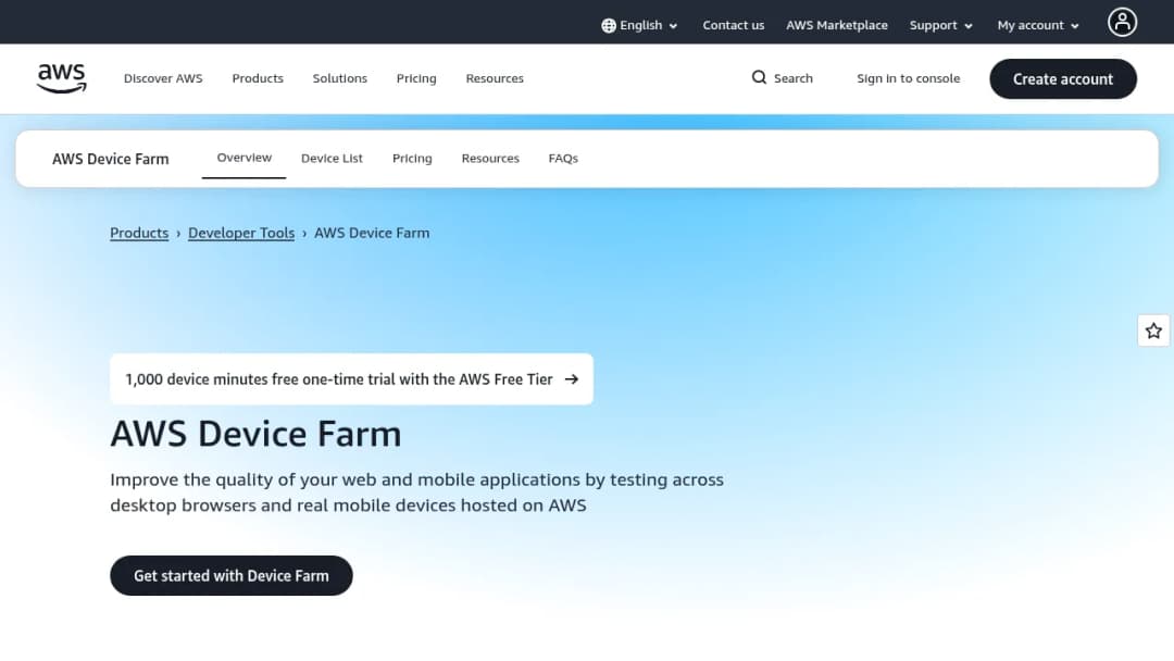 AWS Device Farm screenshot