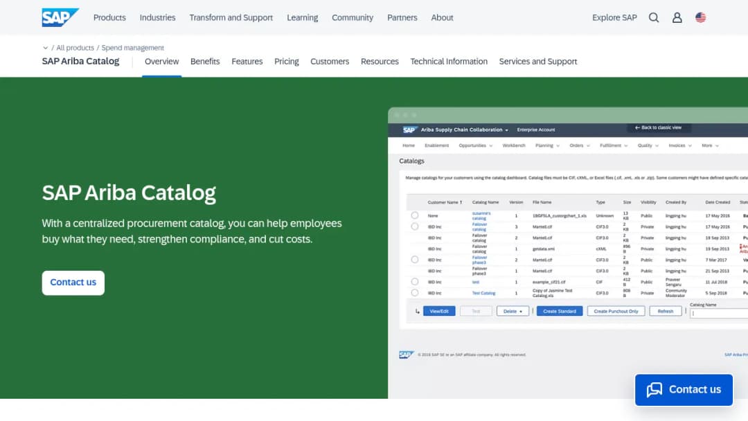 SAP Ariba Catalog screenshot