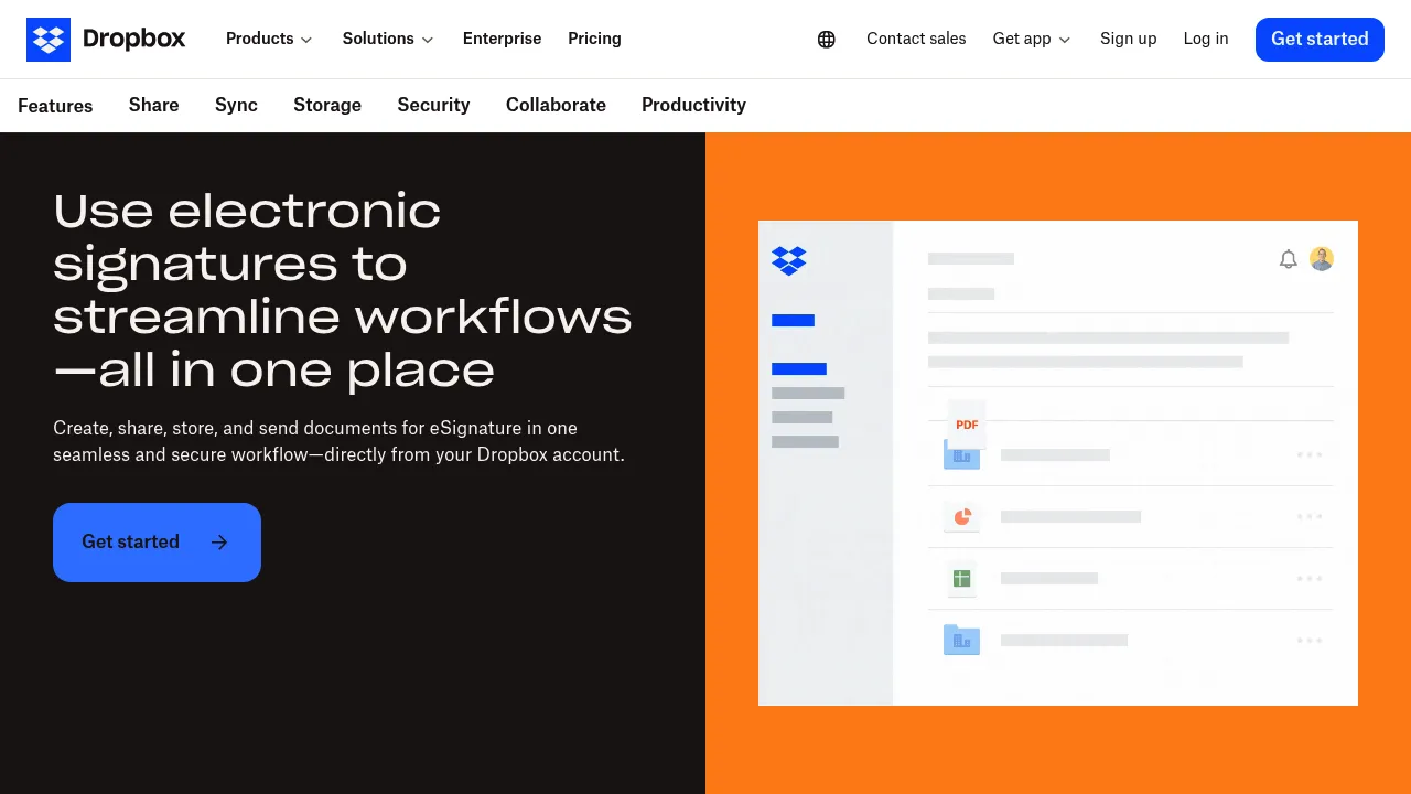 Dropbox Signing documents screenshot