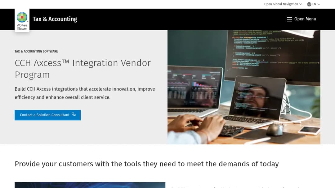 Wolters Kluwer CCH Axcess™ Integration Vendor Program screenshot