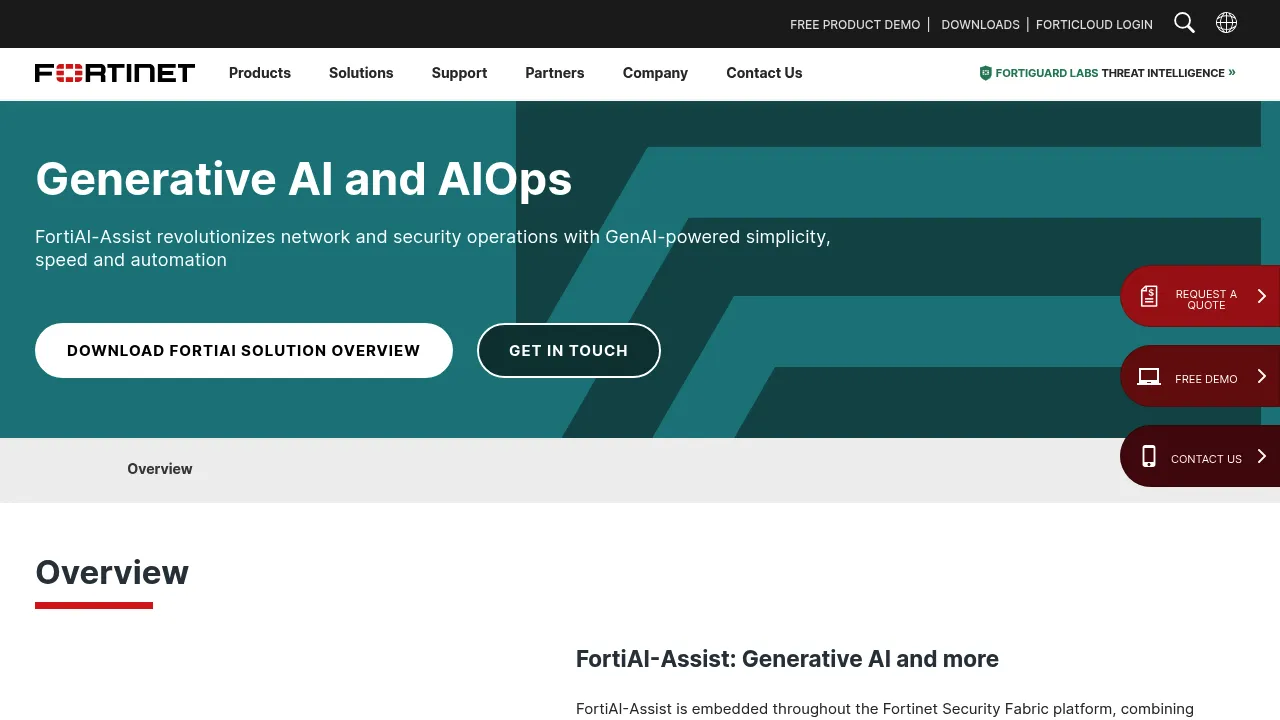 Fortinet Generative AI and AIOPs screenshot