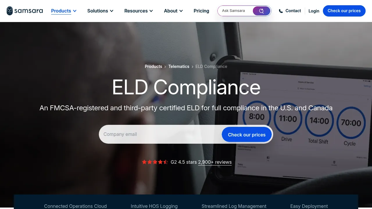 Samsara ELD Compliance screenshot