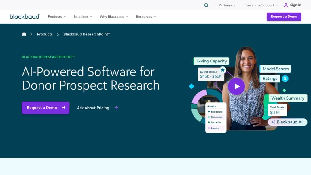 Blackbaud ResearchPoint screenshot