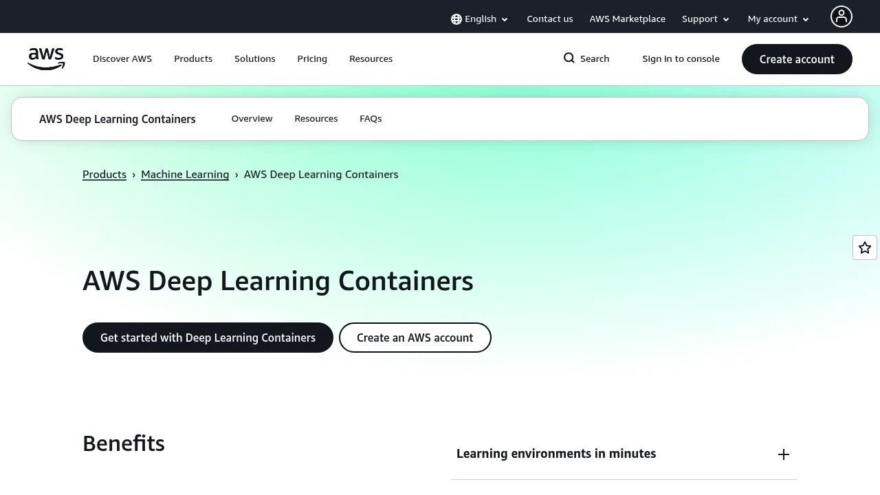 AWS Deep Learning Containers screenshot