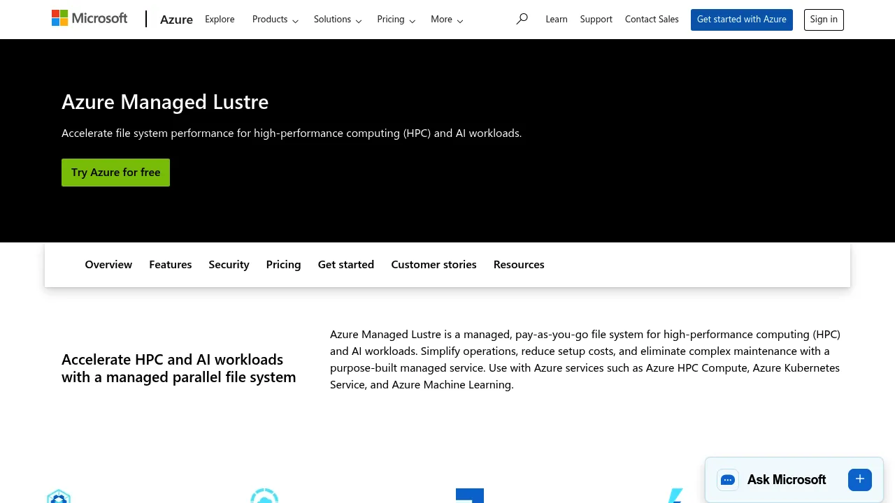 Azure Managed Lustre screenshot