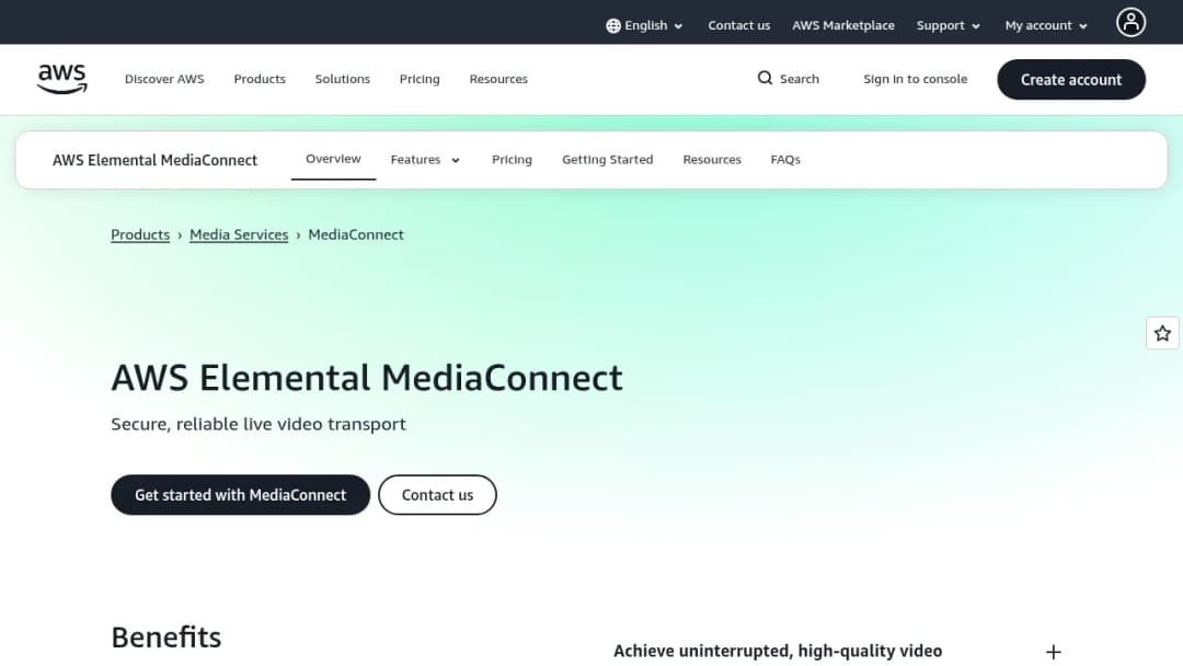 AWS Elemental MediaConnect screenshot