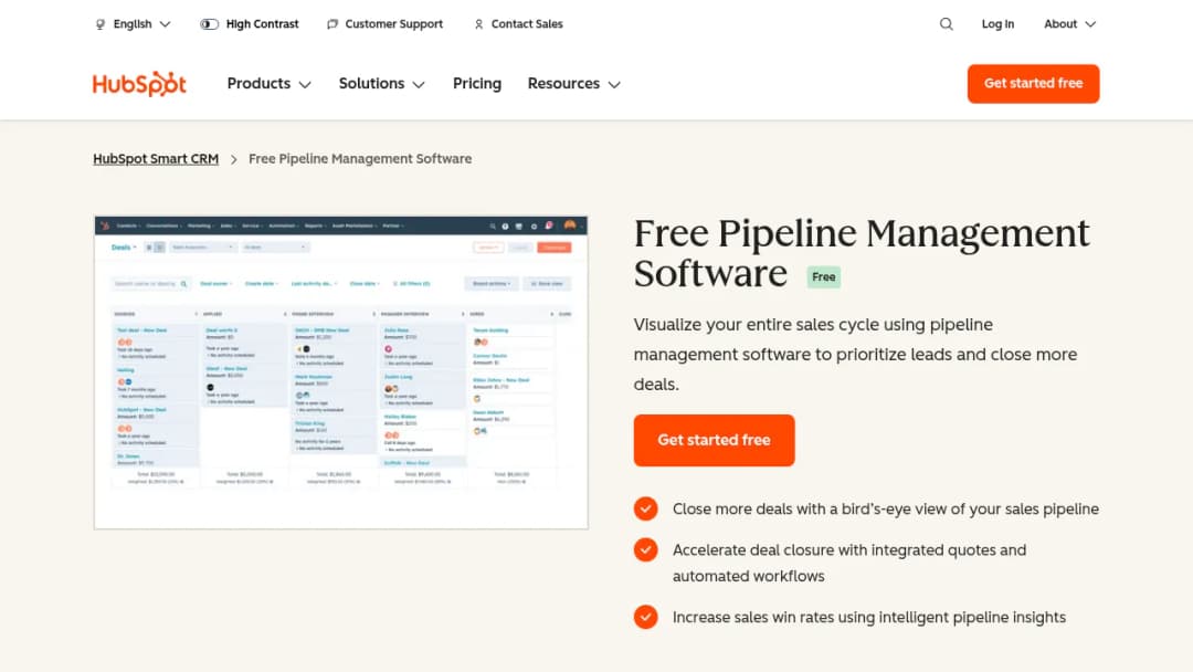 HubSpot Sales Pipeline Management Software screenshot
